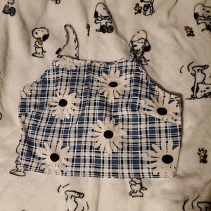 Plad daisy crop top